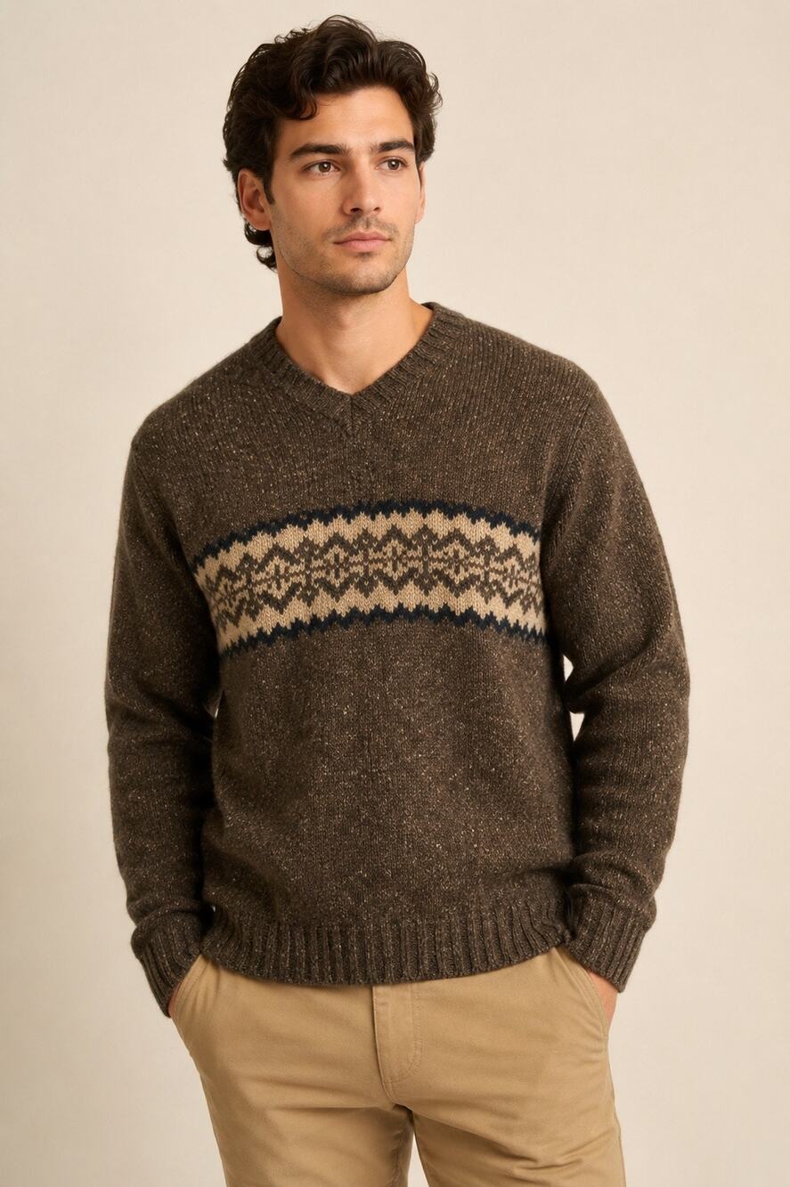 Abercrombie & Fitch Vintage 100% Wool Fair Isle Sweater – Men’s XL